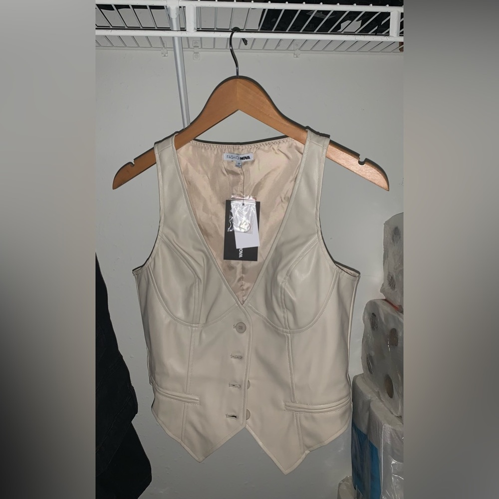 Faux leather vest